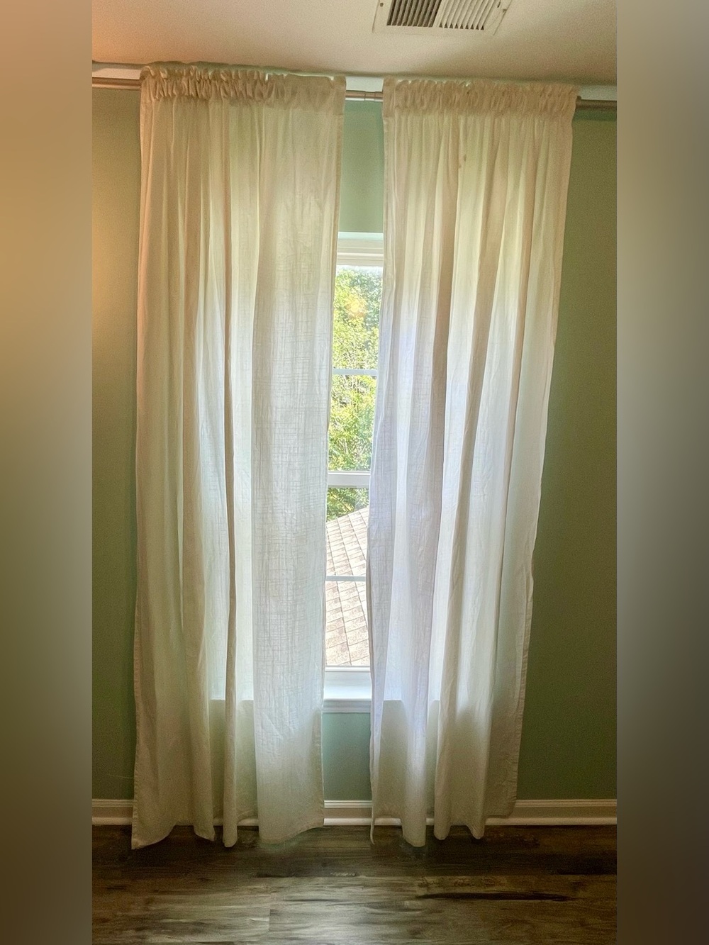 Set of 2 White Semi-Sheer Curtain Panels | Rod Pocket | 55” x 96”